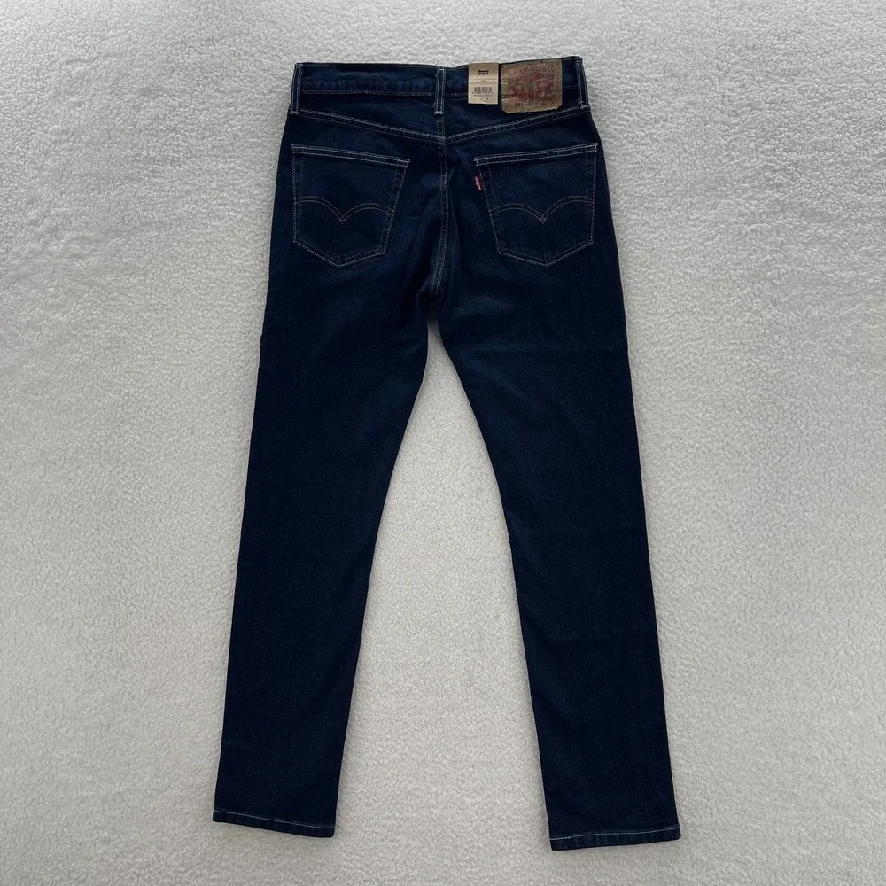 Levis Jeans Mens 32x32 Blue 511 Slim Dark Wash Stretch Denim Preppy Grunge Skate